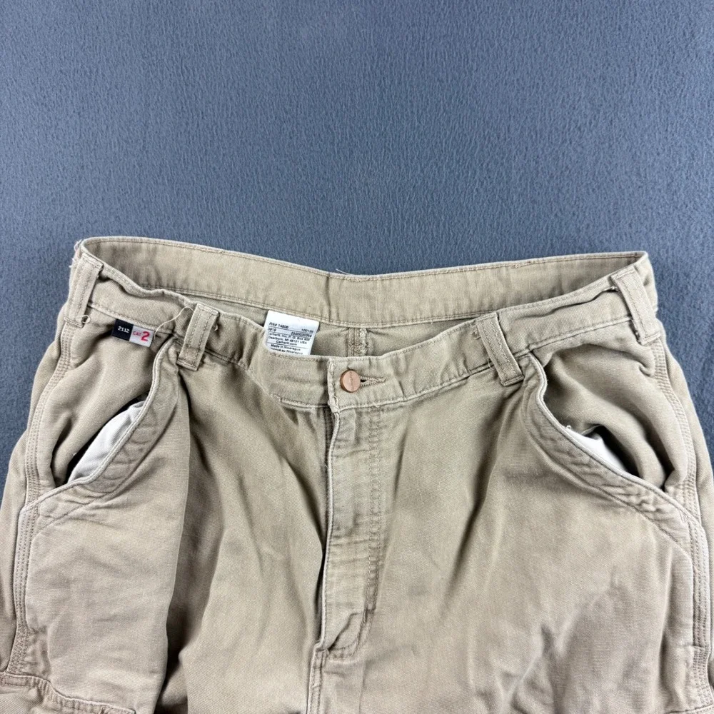 Carhartt Cargo Pants Men's 38x30 (Fits 36x29) Beige FR Canvas Workwear Flame